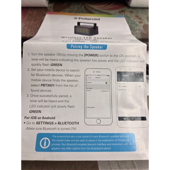 Polaroid Bluetooth Music Responsive Wireless Speaker LED Rechargeable Bass Boost - Picture 12 of 13